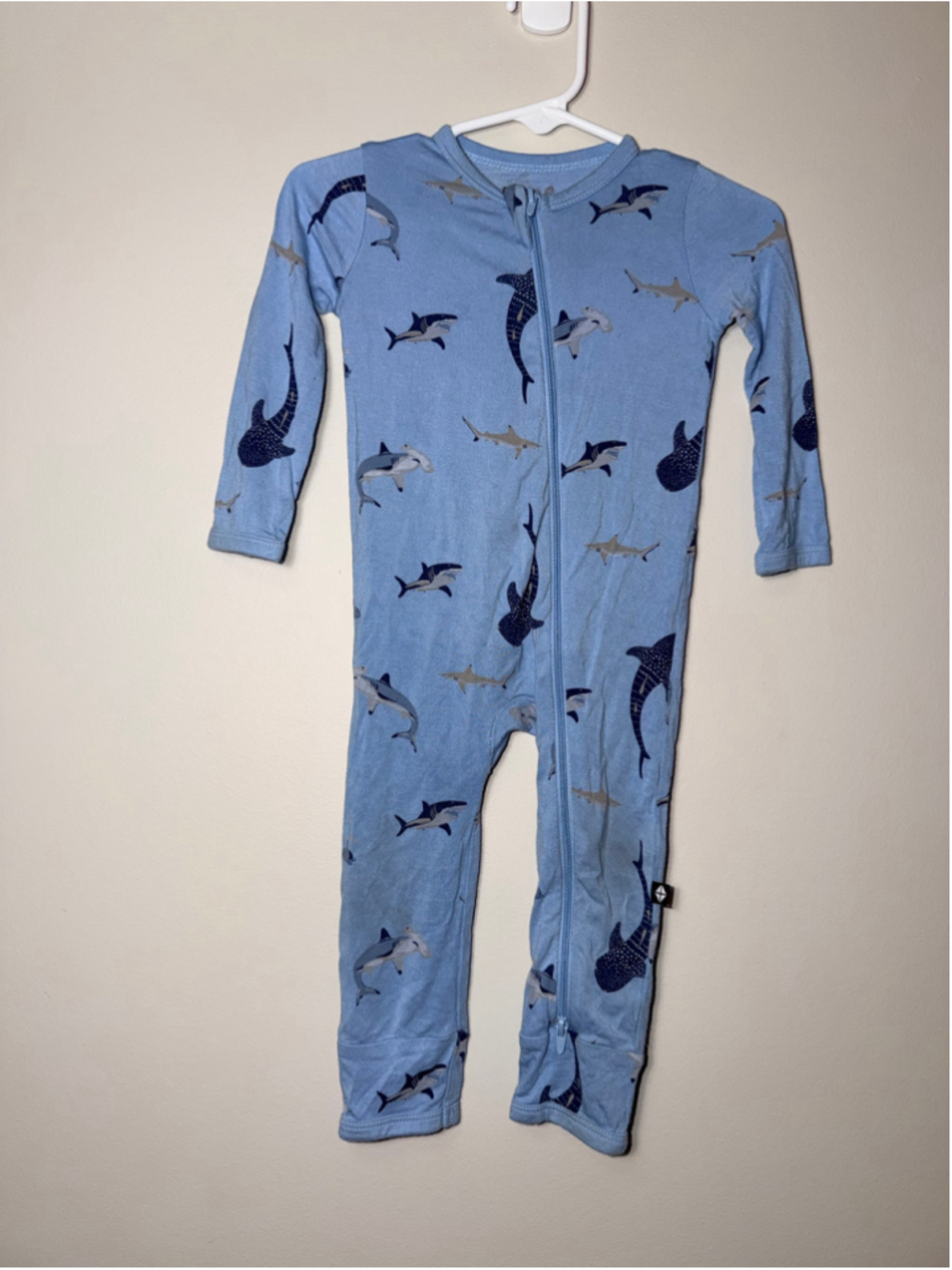Kyte Baby Shark Print 2 Way Zip Romper